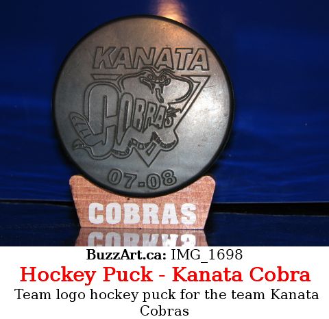 Kanata Corbras engraved hockey puck